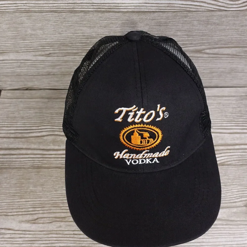 TITO'S‎ HANDMADE VODKA AUSTIN TEXAS LIQUOR PROMO BLACK MESH VENTED HAT CAP
